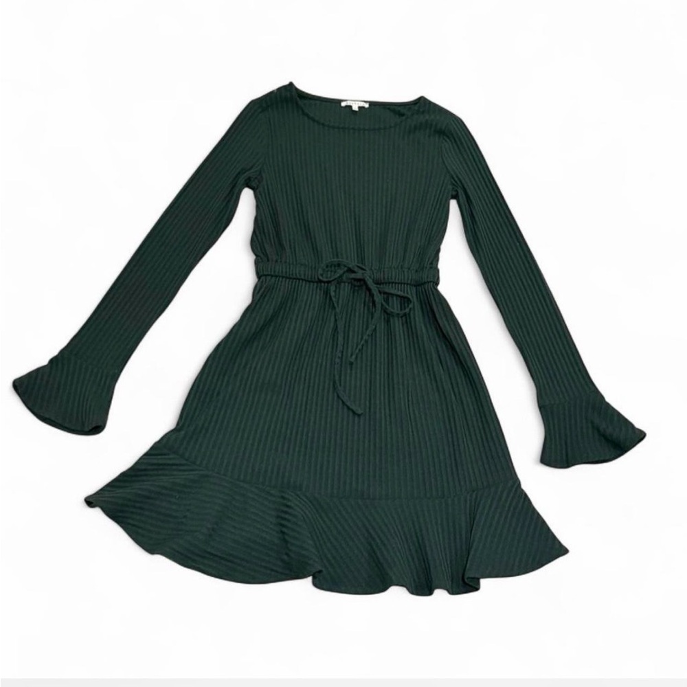 Elegant Long Sleeve Forest Green Dress